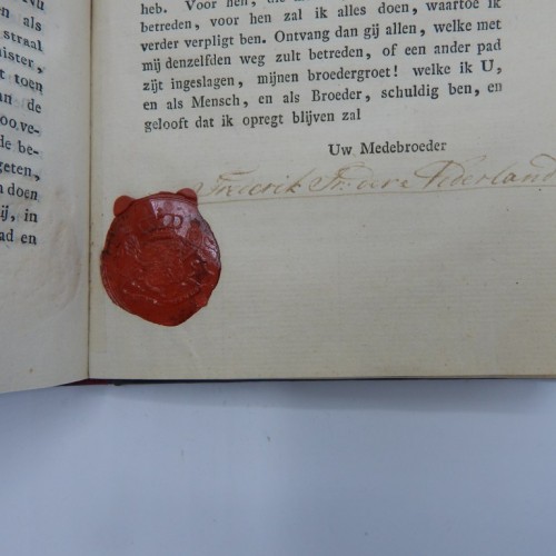 1820 rondschrijven en Rituaal van prins Frederik  gesigneerd met lakzegel