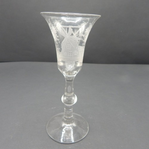 19e eeuw Nederlands maçonniek glas met molen