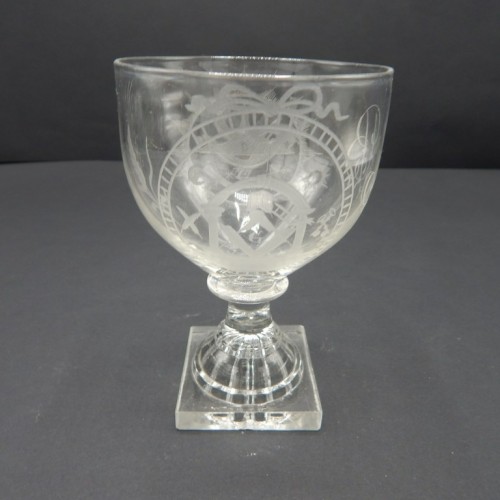 c. 1850 English engraved glass on foot no 9