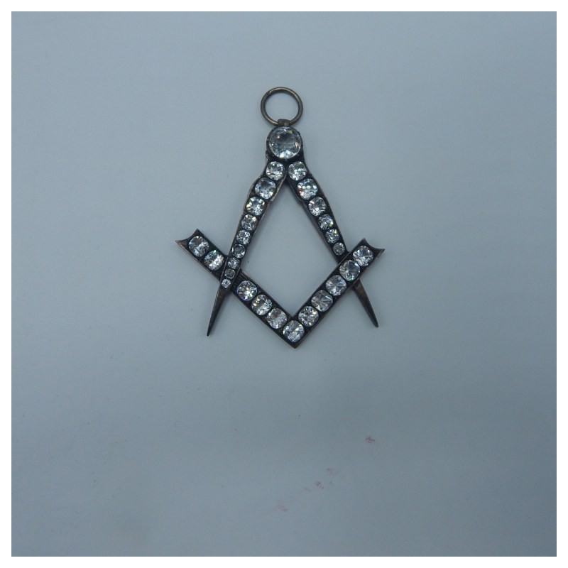 silver pendant compass and square with stones