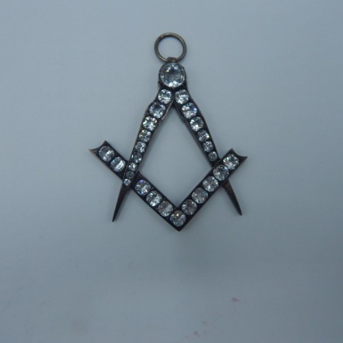 silver pendant compass and square with stones