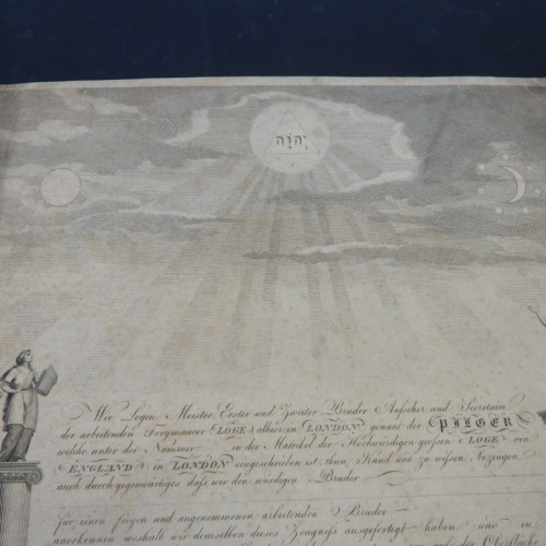 18th century German lodge diploma in London.