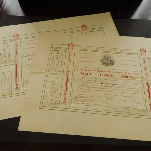1909 2 diploma's 9+14+15 Degree Brussel