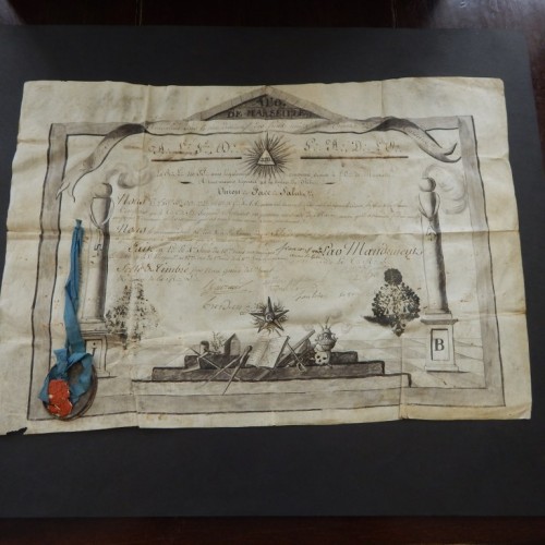 1802 hand made diploma Marseille Loge La Paix et la Charite