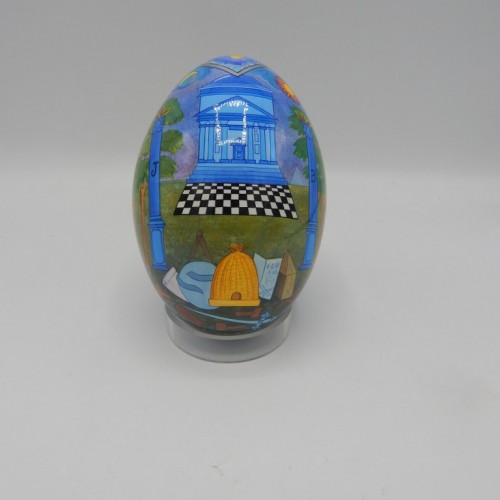 hand painted ostrich egg with temple of Solomon