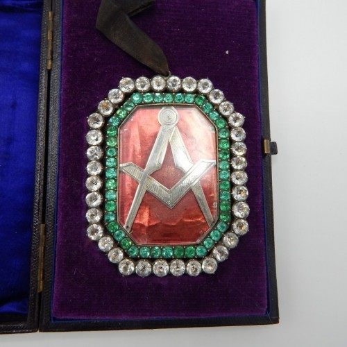 c. 1825 large silver jewel with stones