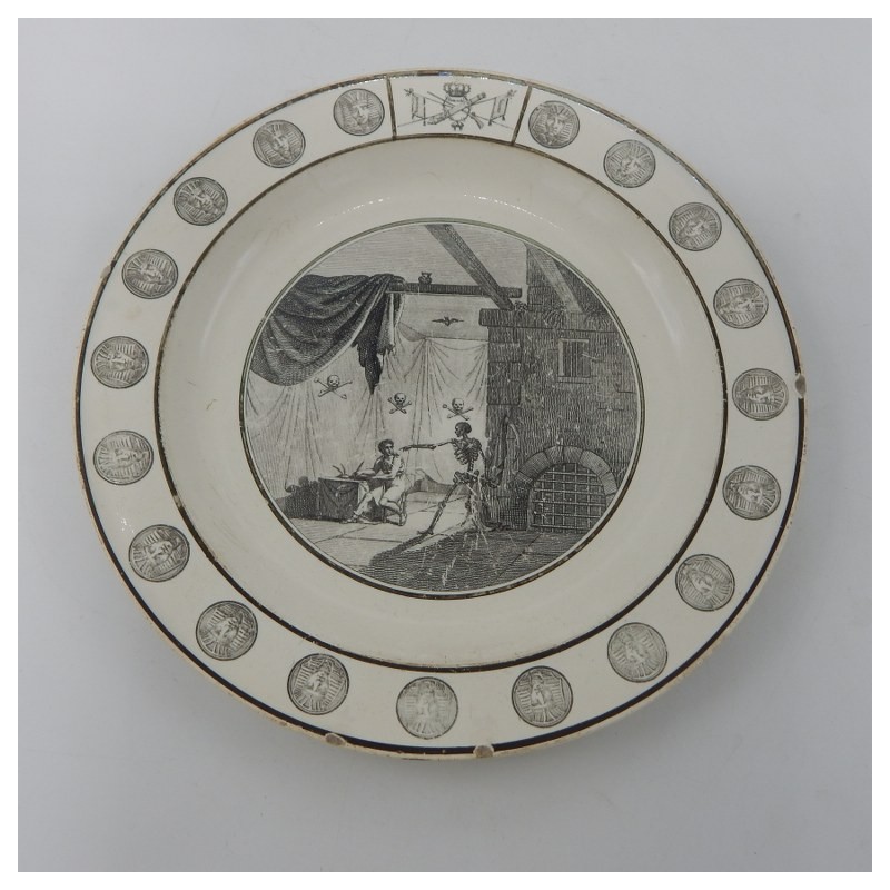 antique wall plate c. 1800 asiette maçonnique
