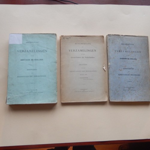 3 delen beschrijving der verzamelingen van het groot-oosten  boekwerken-handschriften- bibliotheek