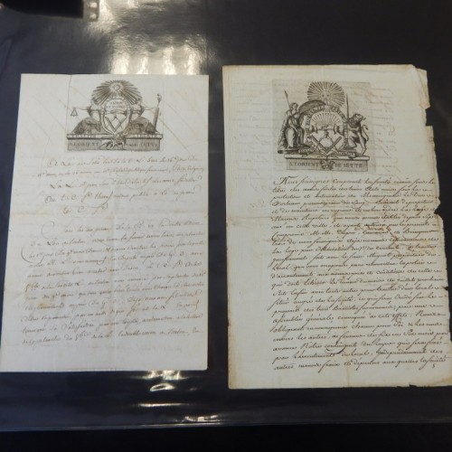 1789 France 2  documents Les Amis Fideles Orient de Sette