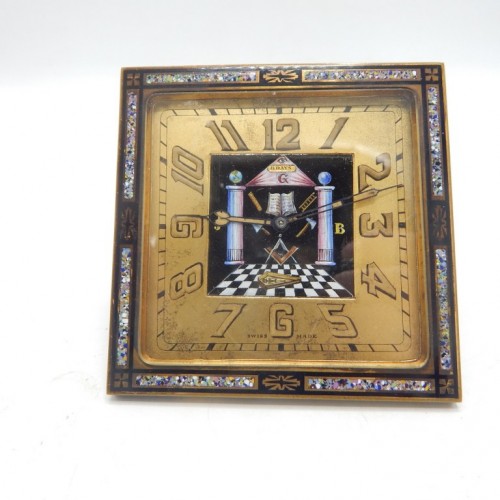 antique table clock with enamal inlaid
